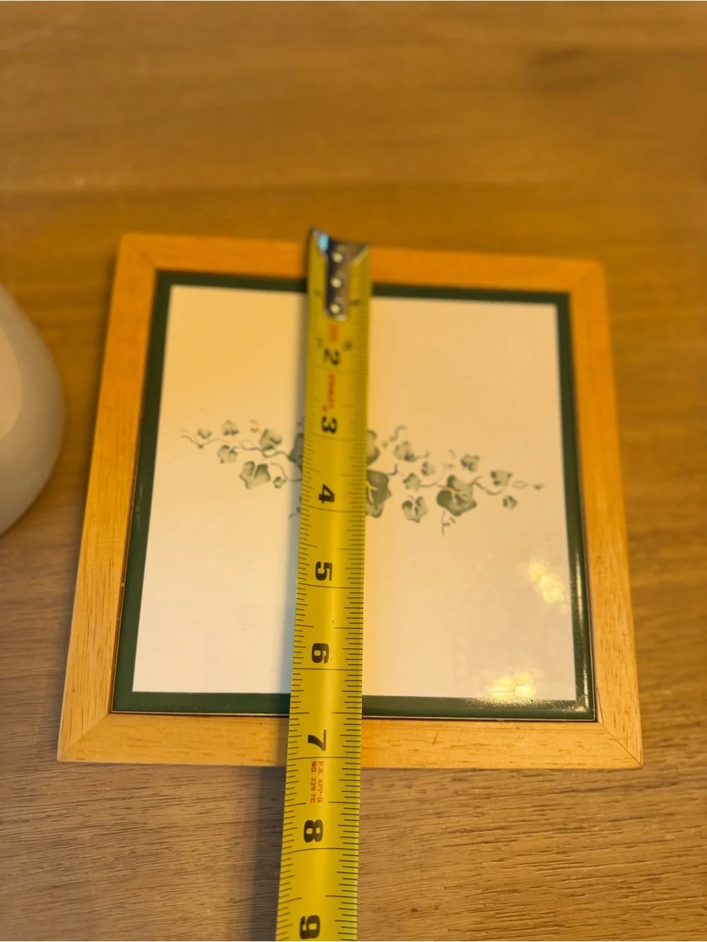 Corelle White Ceramic Utensil Holder and Trivet with Green Ivy Motif